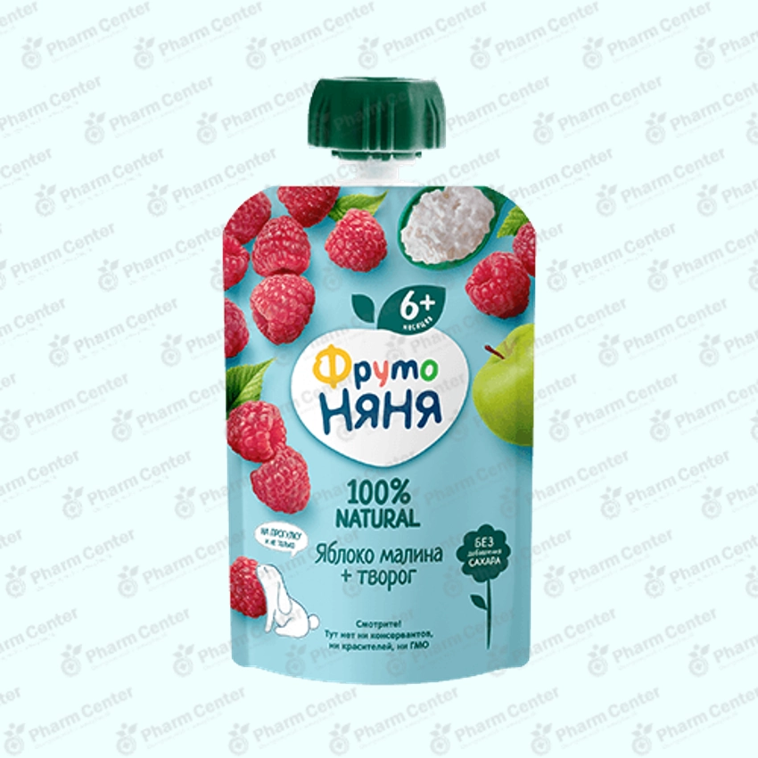 ФрутоНяня խյուս խնձոր, ազնվամորի և կաթնաշոռ (6 ամս+) 90գ պաուչ №1
