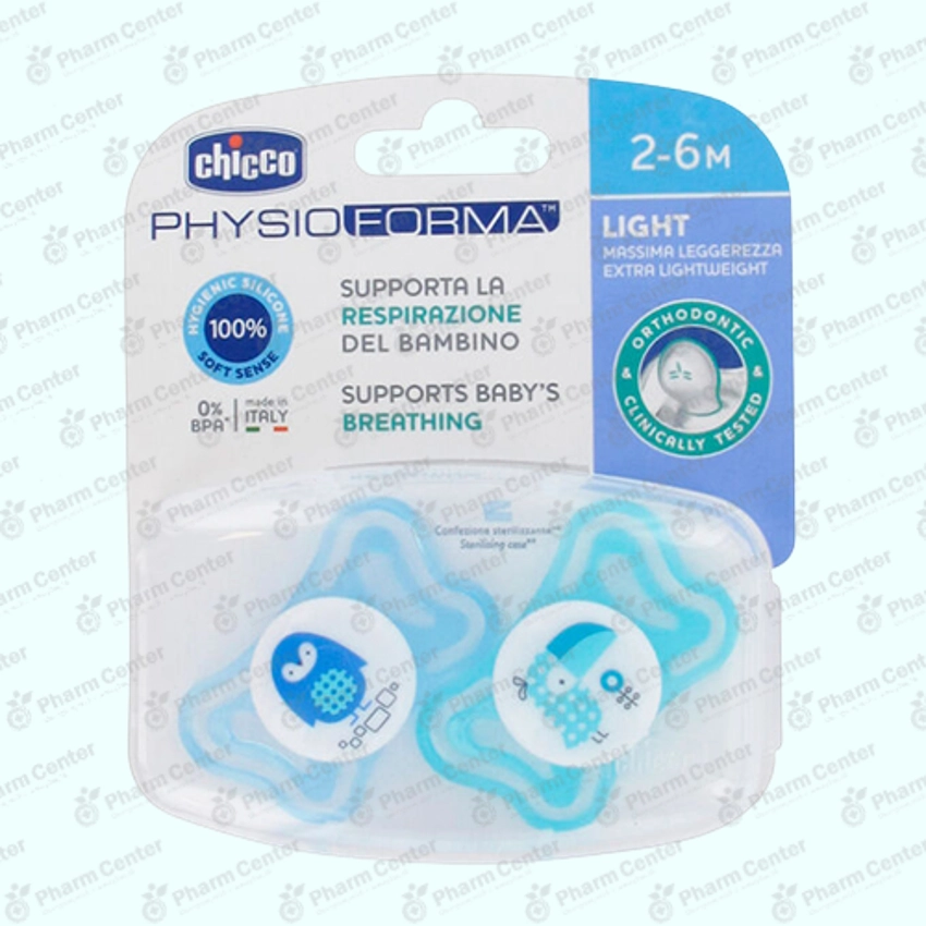Chicco Пустышка орт. сил. голубая 2-6+м 409707  X2