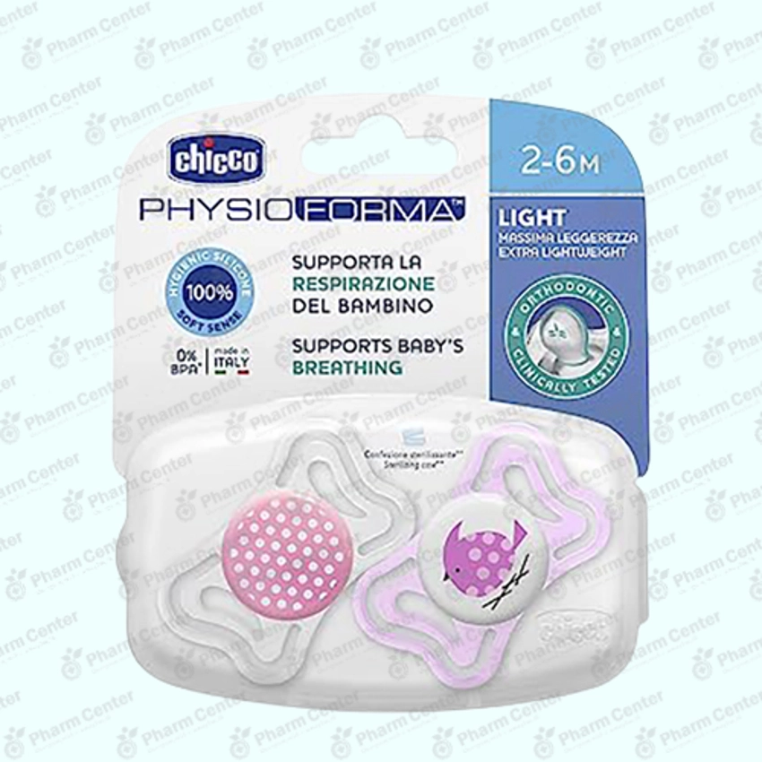 Chicco Пустышка орт. сил. розовая 2-6м 409706  X2