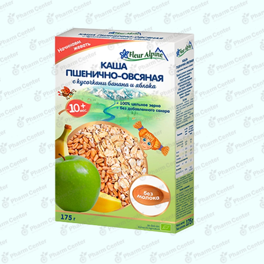 Флер Альпин б/м каша пшенично-овсяная с кусочками банана и яблока с 10 мес, 175г