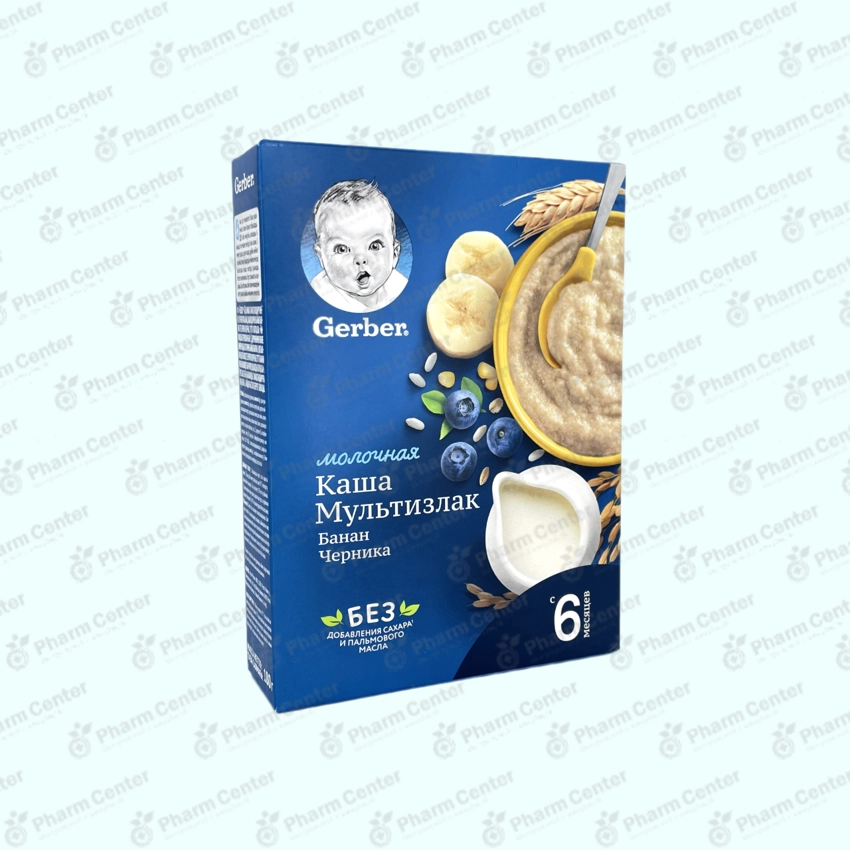 Gerber м/к мультизлак. с черникой и бананом с 6мес 180г