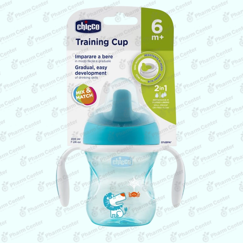 Chicco чашка голубая 407001 6м+ 200мл