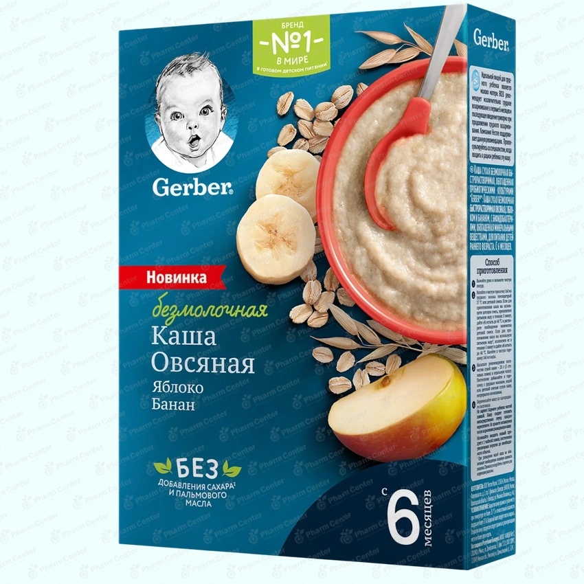 Gerber б/м каша овсянная с яблоком и бананом с 6 мес. 180г