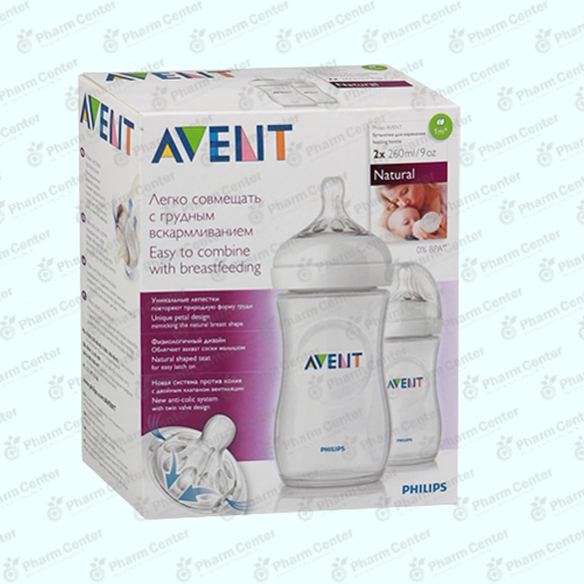Avent մանկական շիշ սիլիկոնե ծծակով (1ամս+) 260 մլ х 2