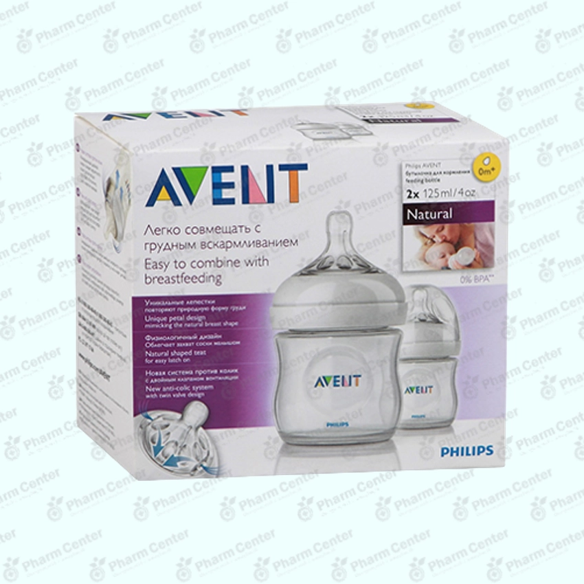 Avent մանկական շիշ սիլիկոնե ծծակով (0+) 125 մլ х 2