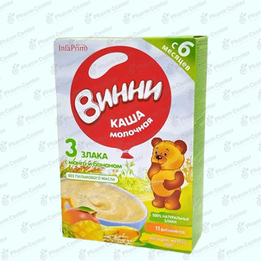 Винни շիլա կաթնային՝ 3 հացահատիկներ, մանգո և բանան (6 ամս+) 200գ №1