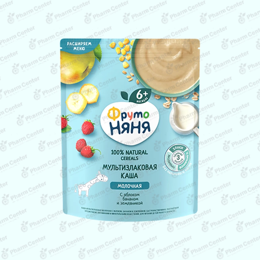 ФрутоНяня м/к готовая к употреблению овсяная с бананом, яблоком, малиной и черникой йогуртная 6 мес.
